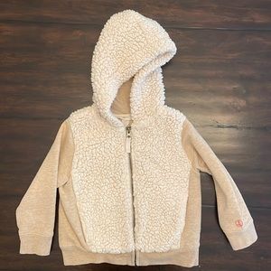 Lands’ End Kids Ivory/Tan 3T Zip Up Hooded Sweatshirt/Jacket